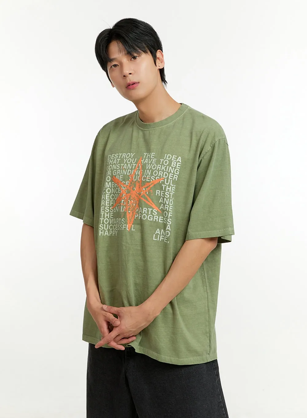 Men's Oversized Letter T-Shirt IL412