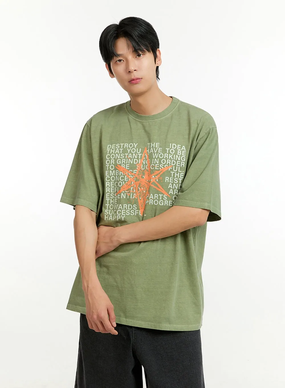 Men's Oversized Letter T-Shirt IL412