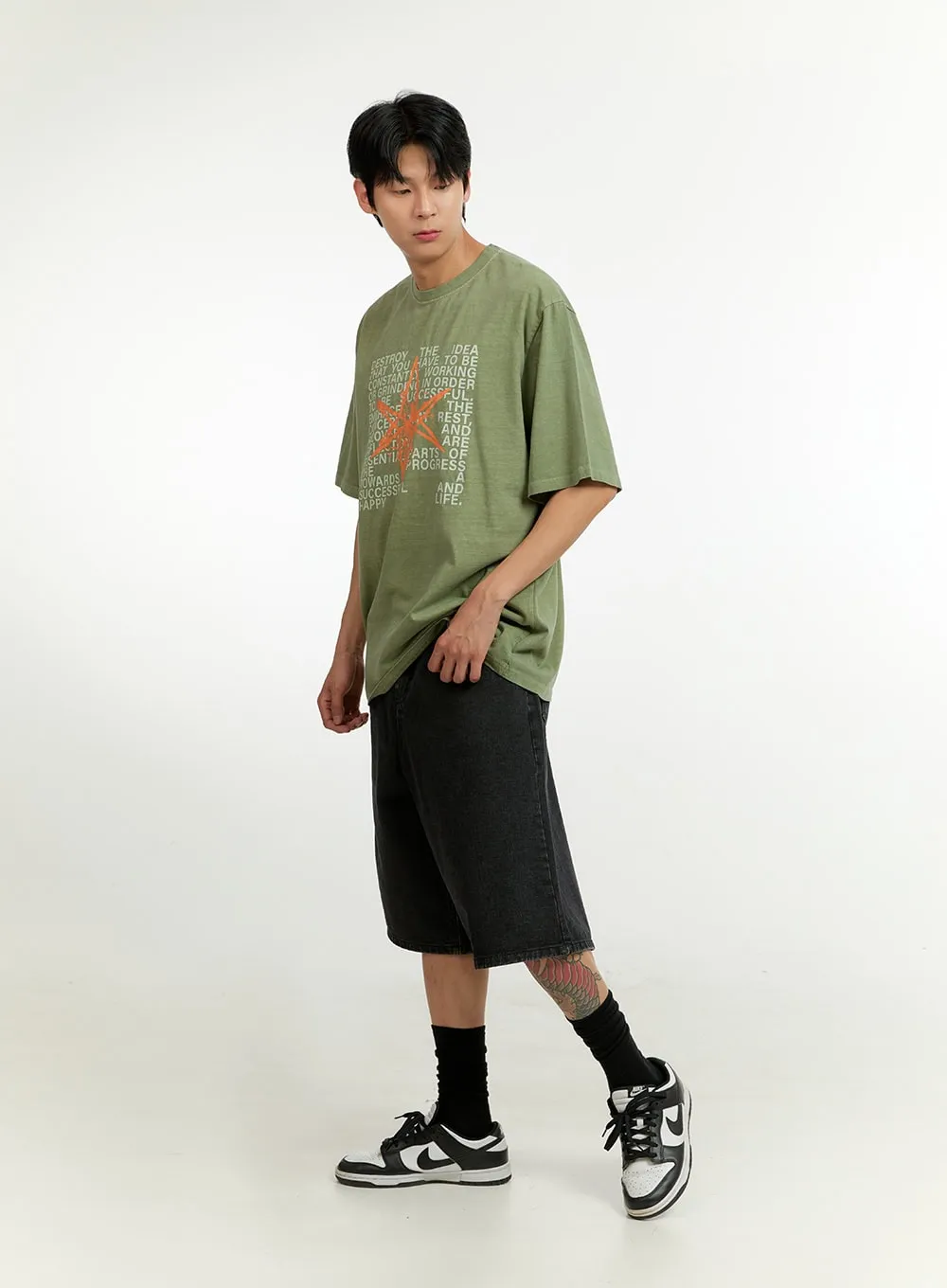 Men's Oversized Letter T-Shirt IL412