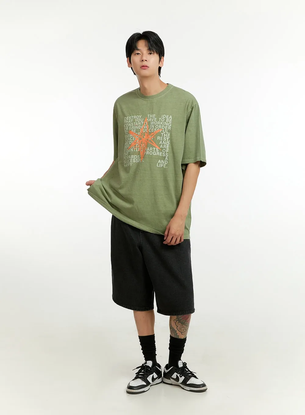 Men's Oversized Letter T-Shirt IL412