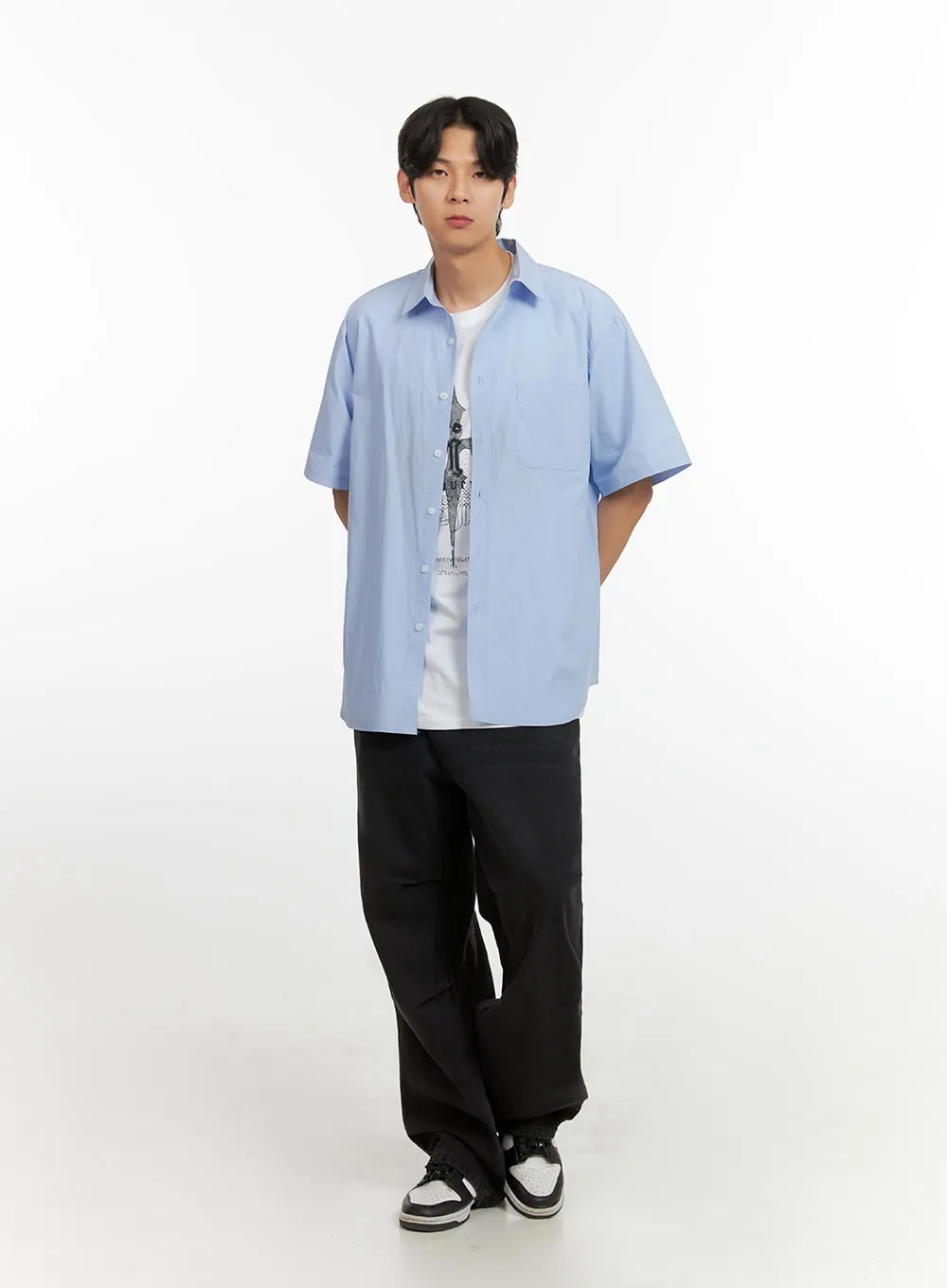 Men's Solid Buttoned Shirt (Light Blue) IU405