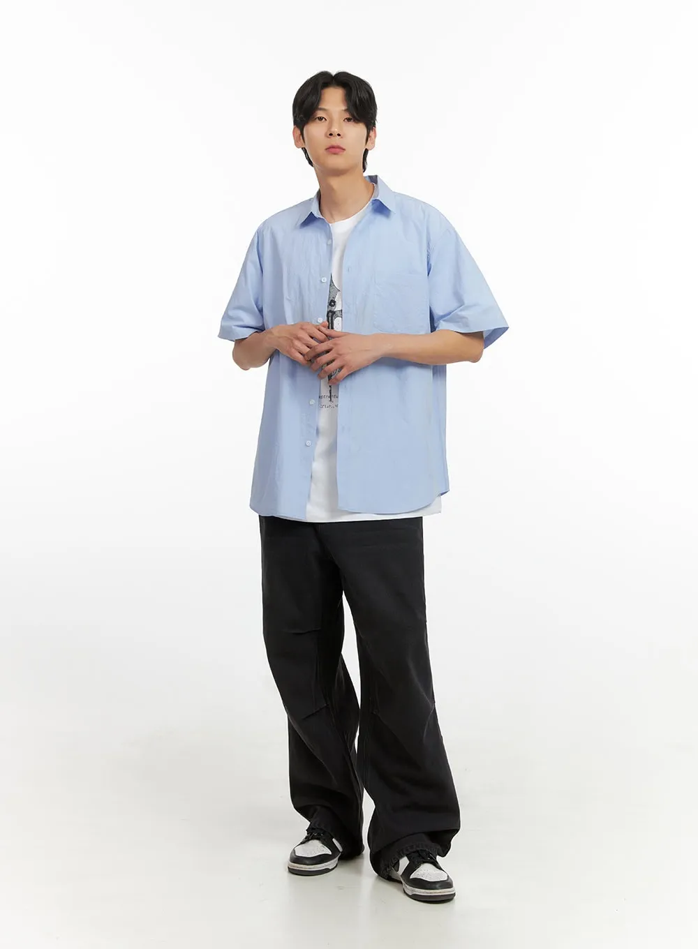 Men's Solid Buttoned Shirt (Light Blue) IU405