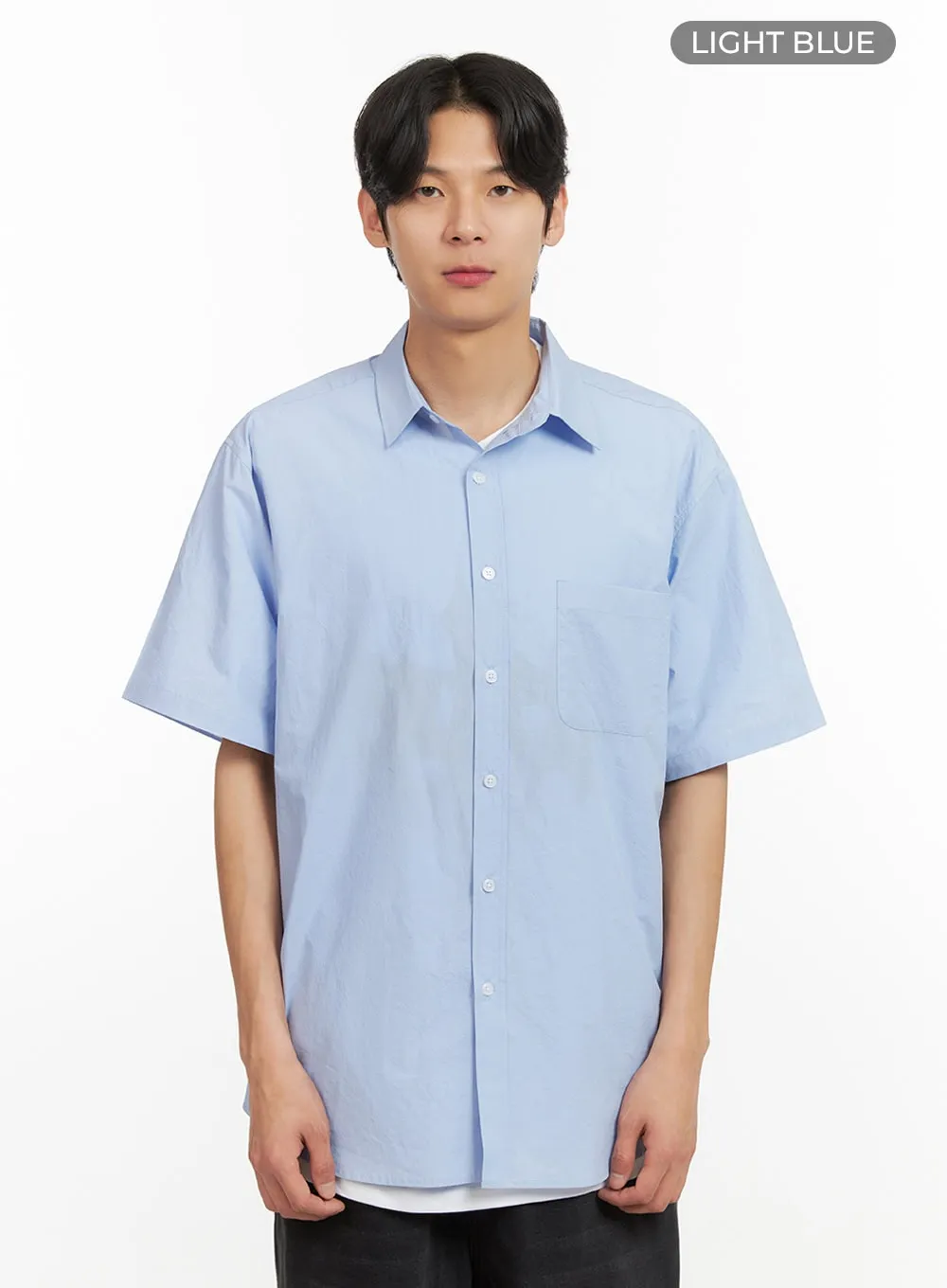 Men's Solid Buttoned Shirt (Light Blue) IU405