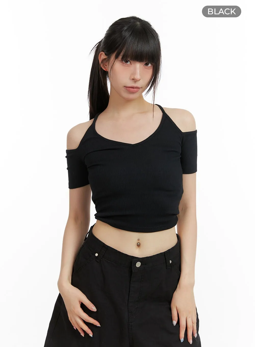 Open Shoulder Crop Top CL422