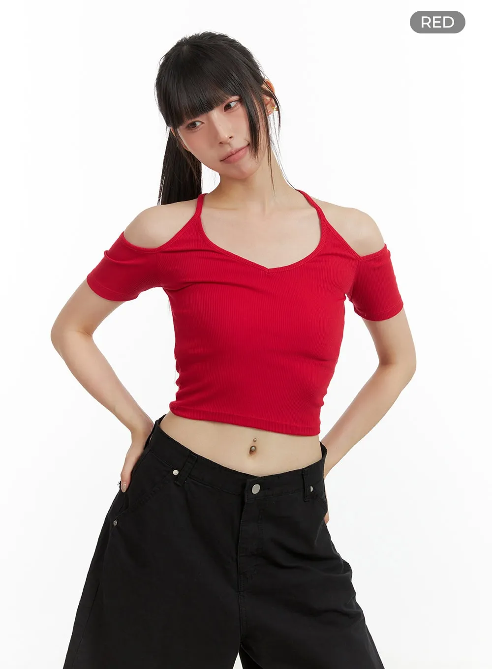 Open Shoulder Crop Top CL422