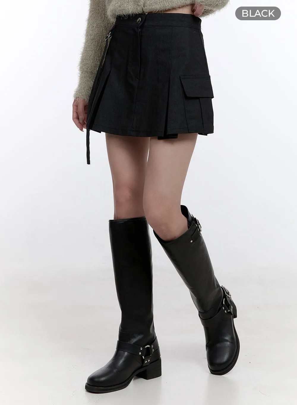 Pleated Strap Mini Skirt CO418