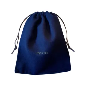 Prada Logo Navy Velour Designer Dust Bag Pouch Small