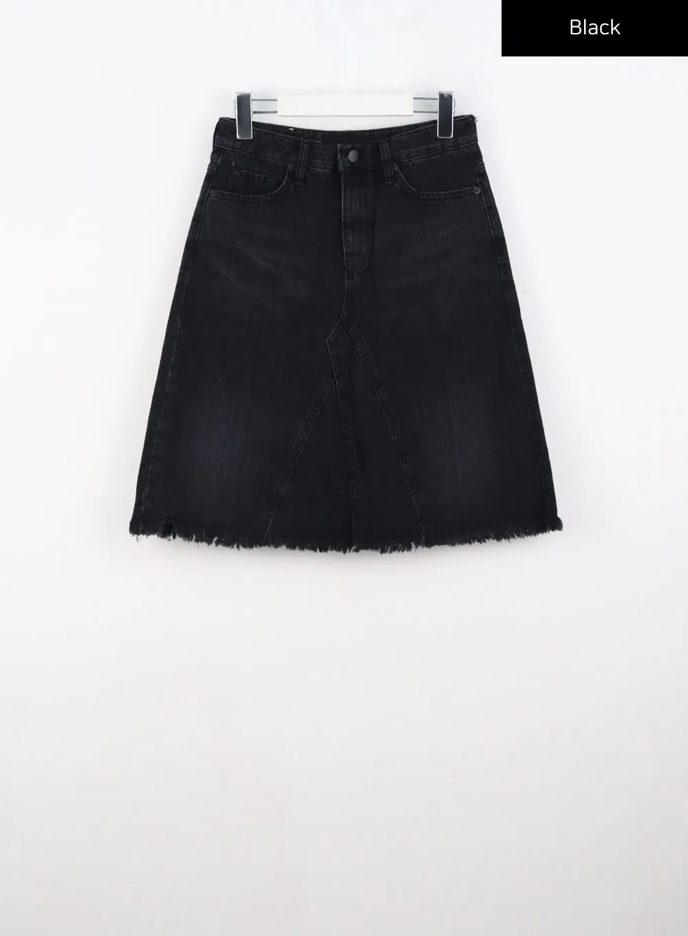 Raw Hem Midi Denim Skirt CO319