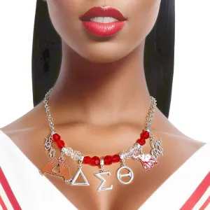 Red Clear Bead DST Necklace|17   3 inches