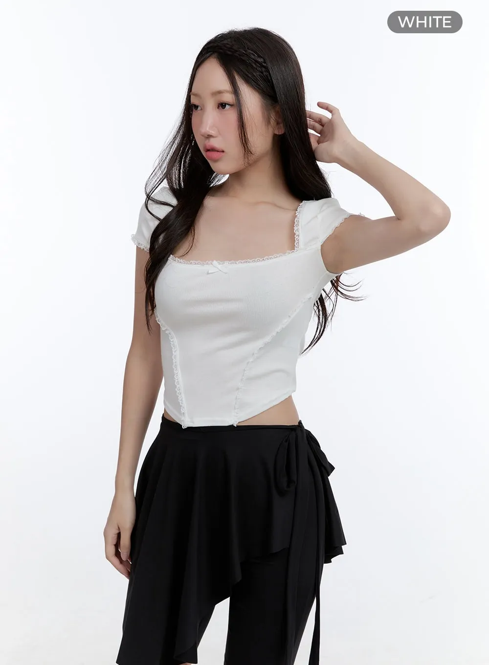 Ribbon Square Neck Crop Top CG413