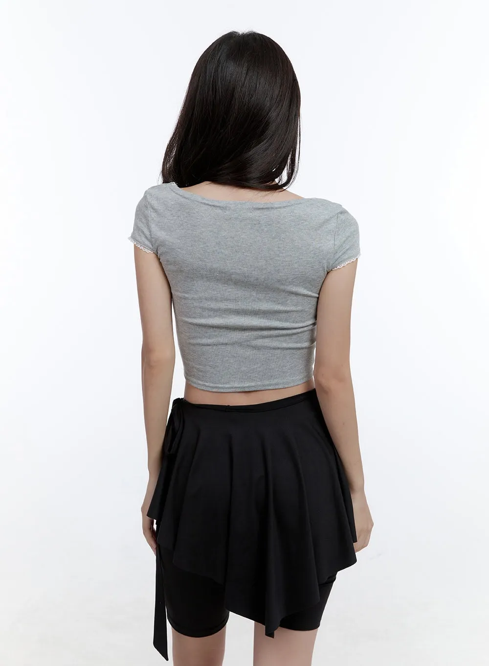 Ribbon Square Neck Crop Top CG413