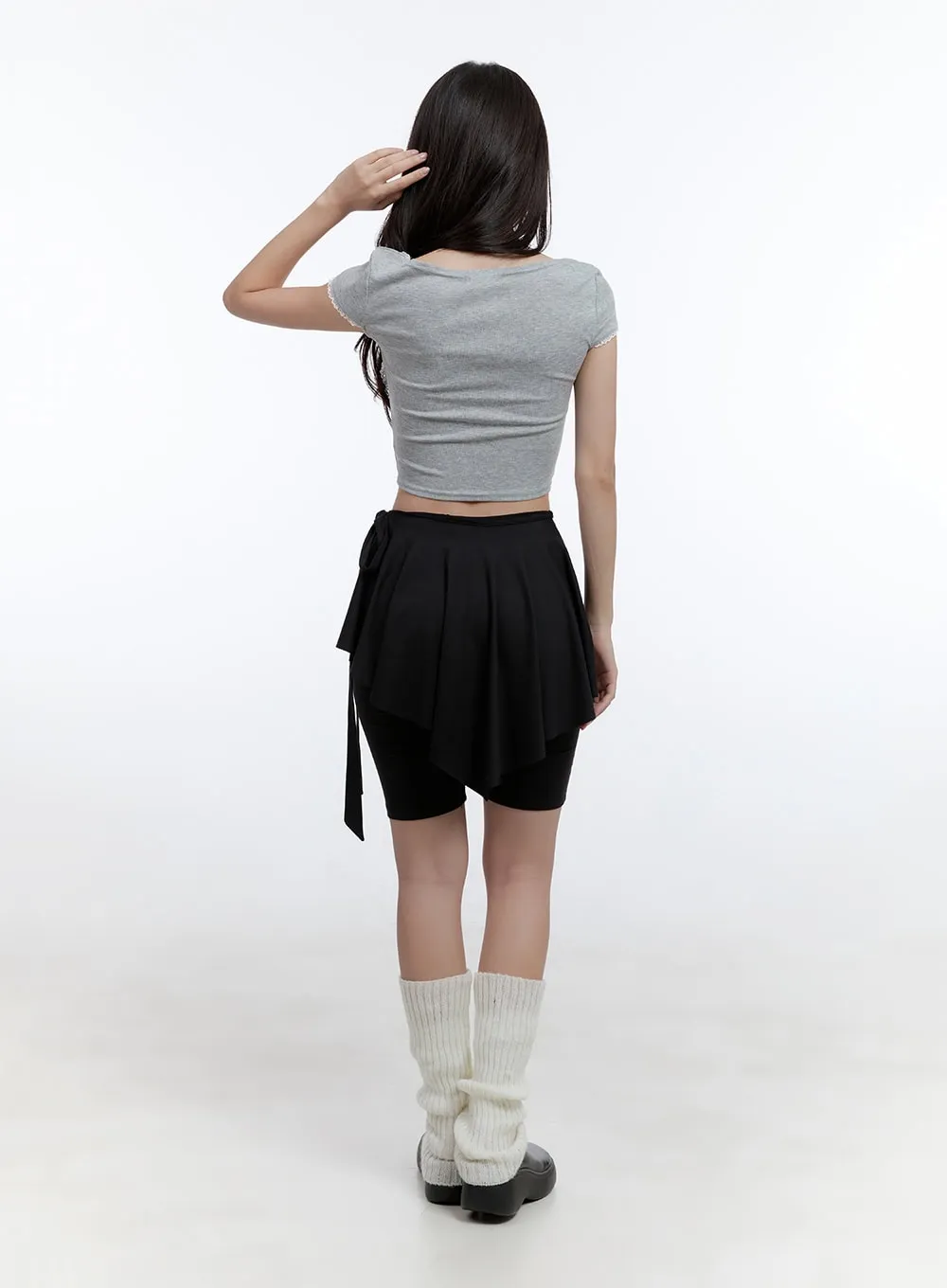 Ribbon Square Neck Crop Top CG413