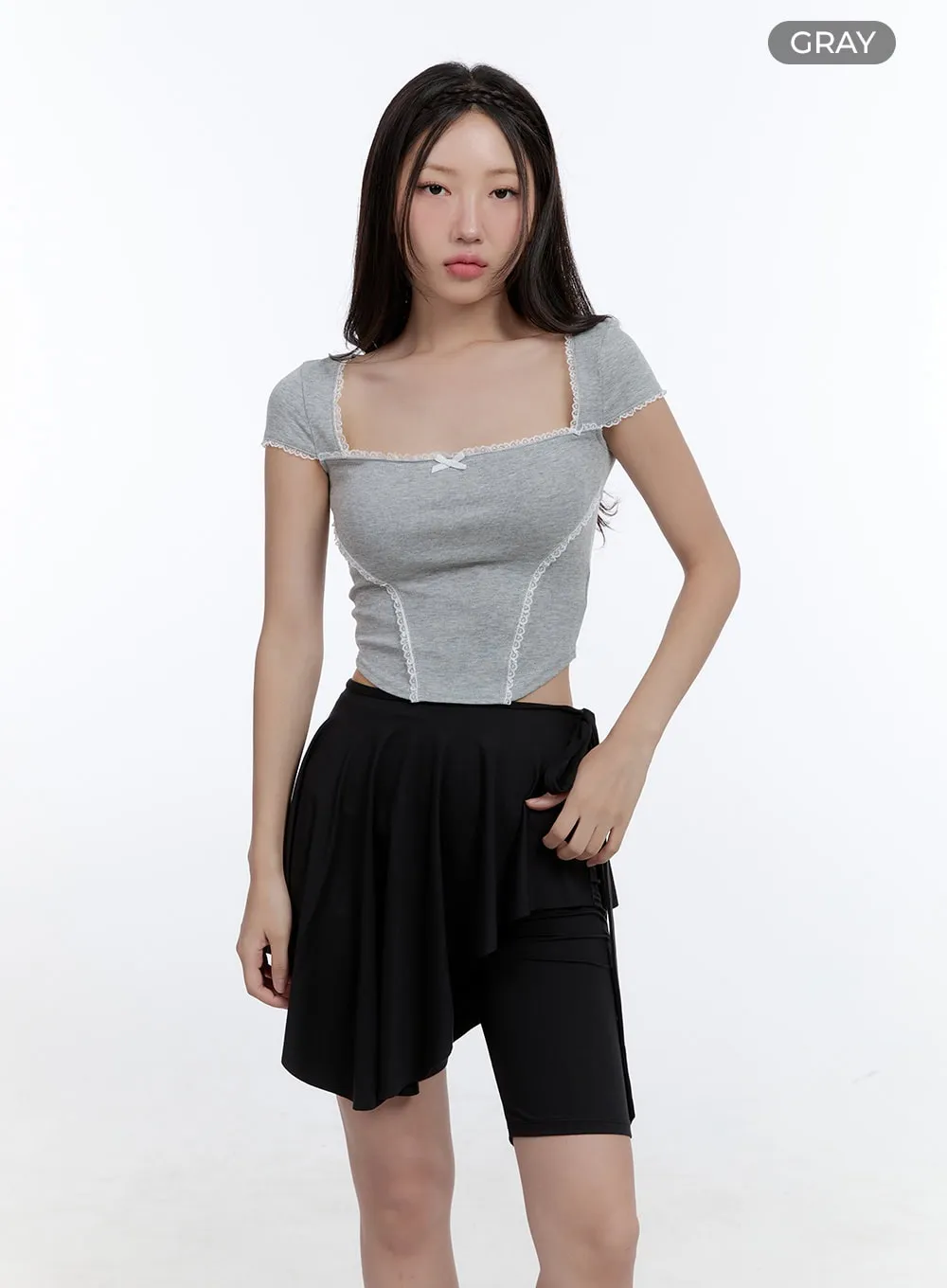 Ribbon Square Neck Crop Top CG413