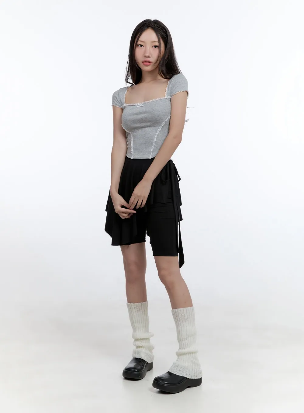 Ribbon Square Neck Crop Top CG413