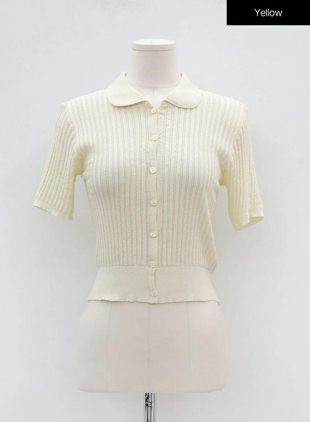 Round Collared Sheeer Knit Top OU4