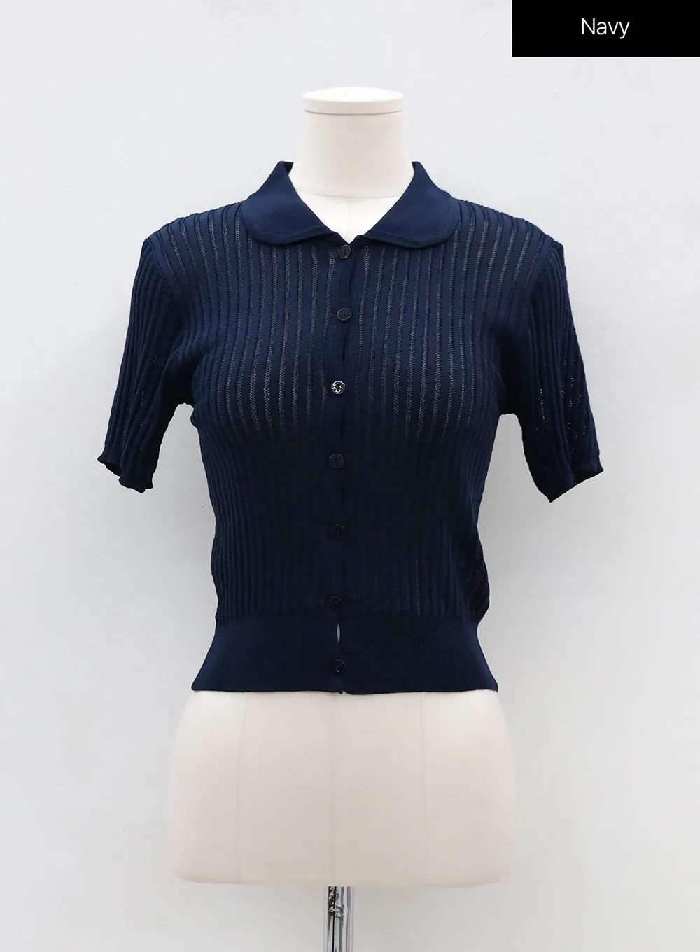 Round Collared Sheeer Knit Top OU4