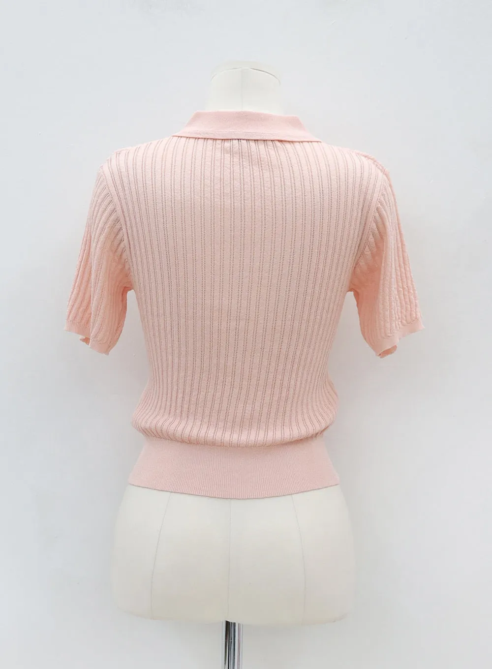 Round Collared Sheeer Knit Top OU4