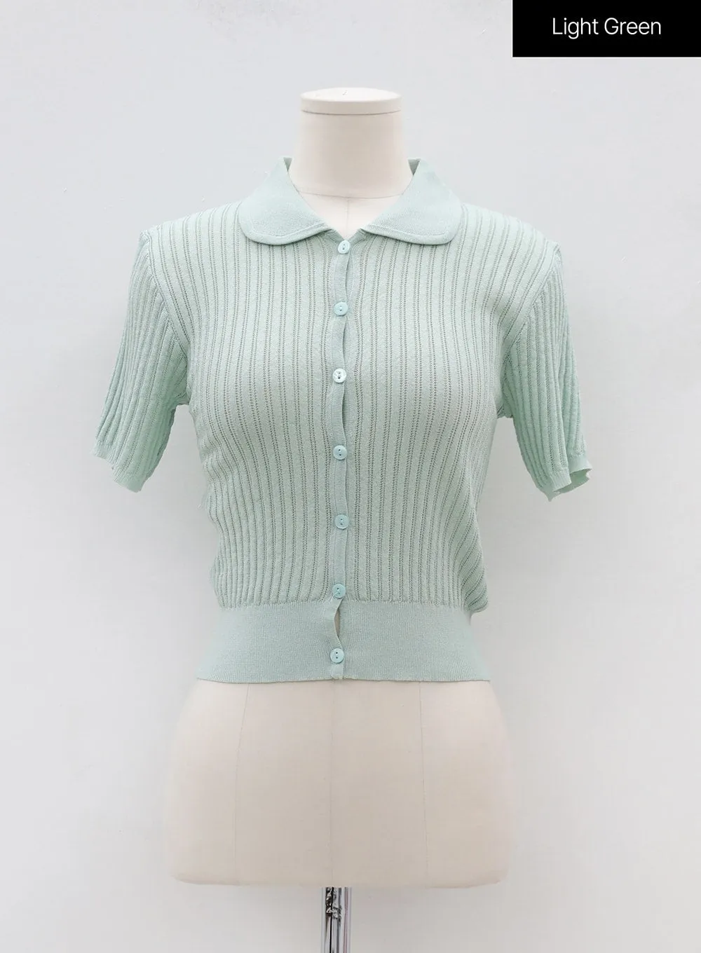 Round Collared Sheeer Knit Top OU4