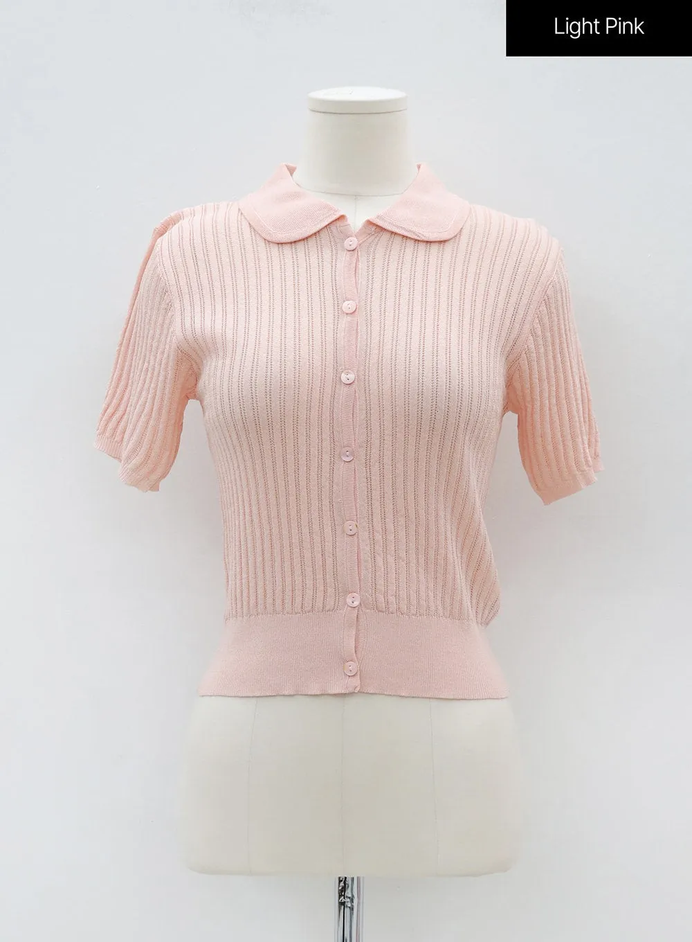 Round Collared Sheeer Knit Top OU4