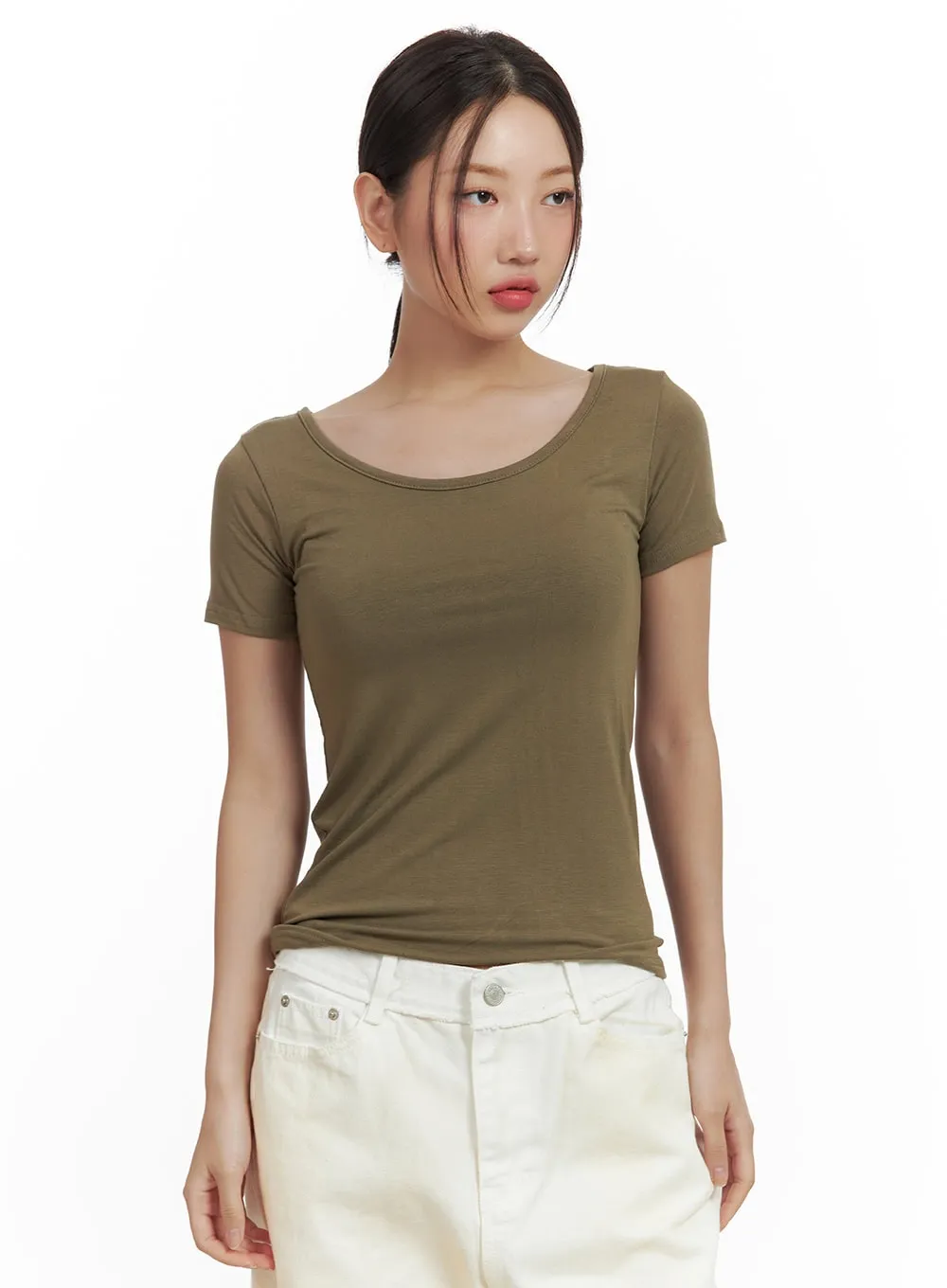 Round Neck Solid Tee CU420