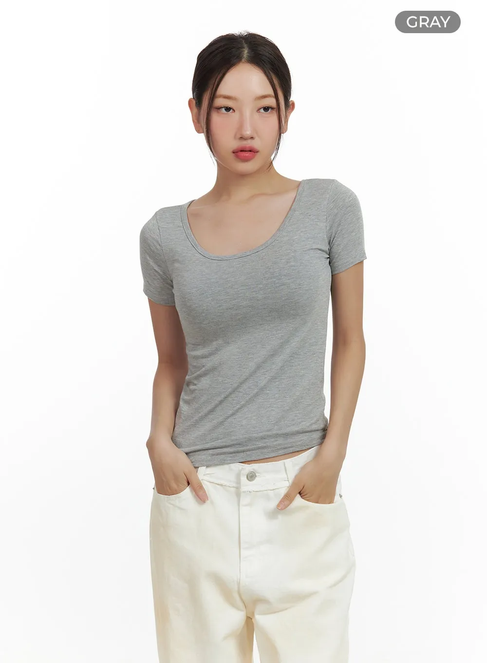 Round Neck Solid Tee CU420