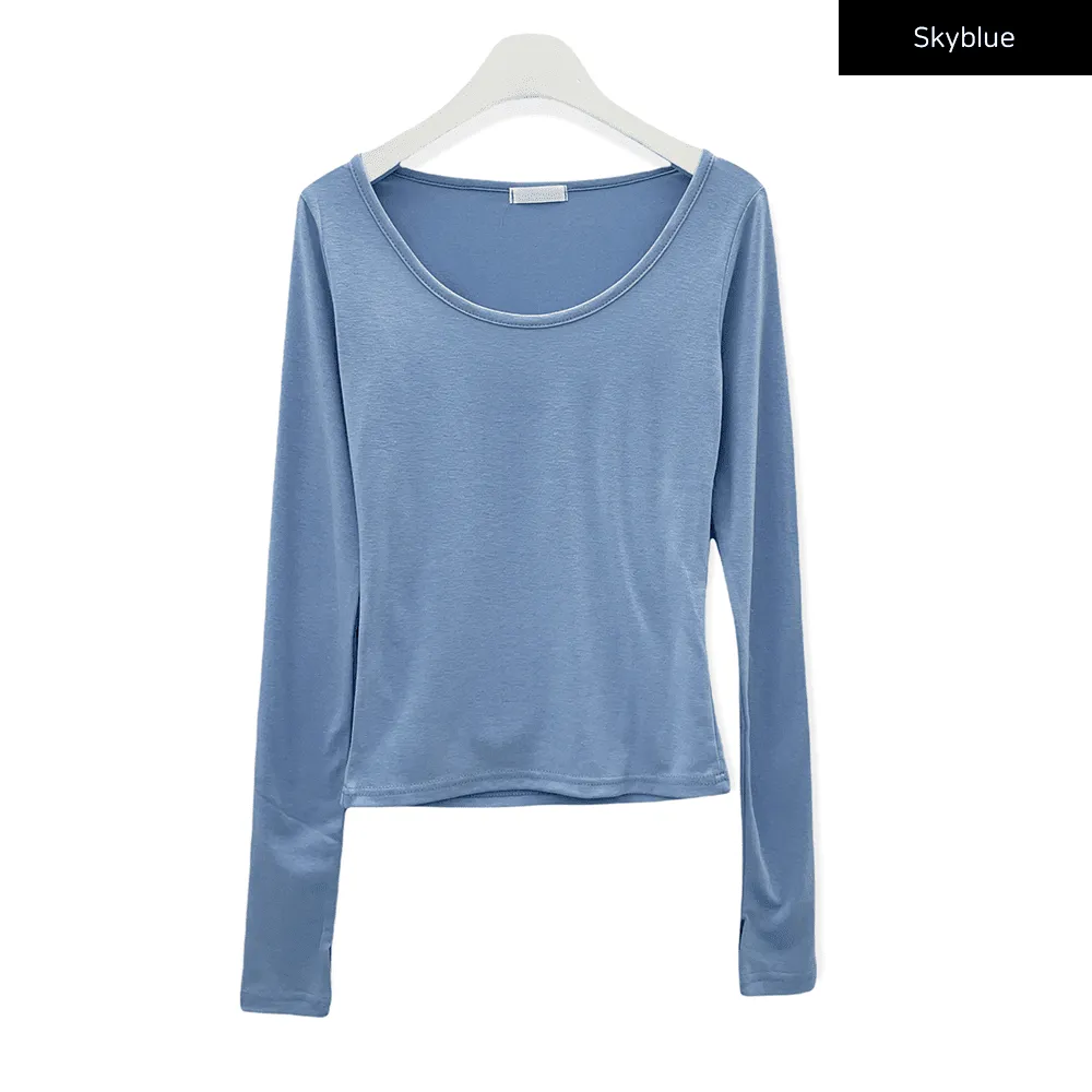 Scoop Neck Long Sleeve T Shirt CM8