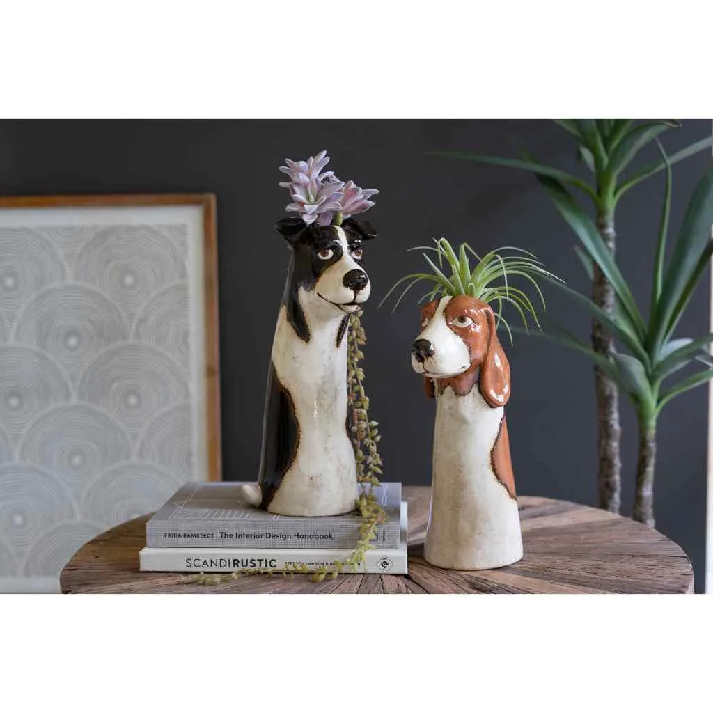 Set Of Two Ceramic Dog Planters