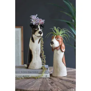 Set Of Two Ceramic Dog Planters