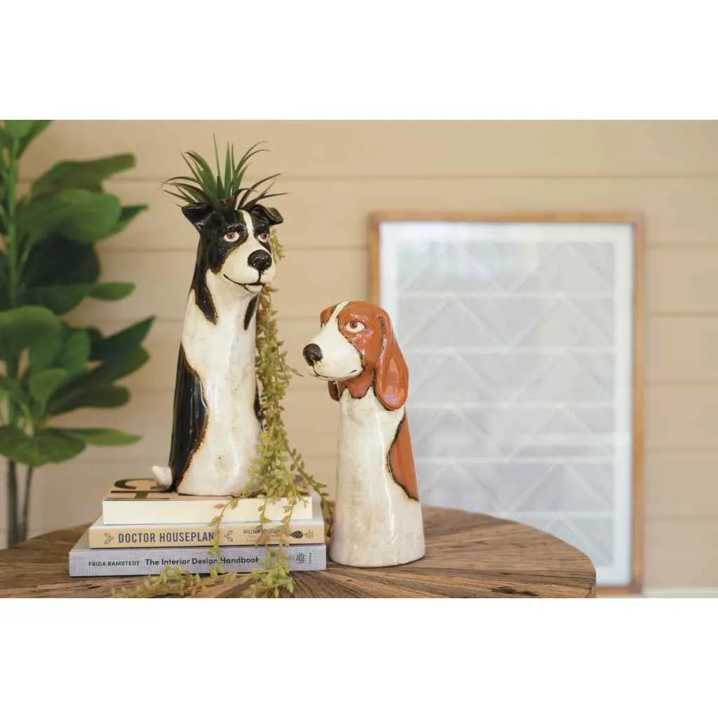 Set Of Two Ceramic Dog Planters