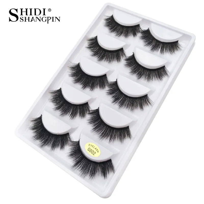 SHIDISHANGPIN 5 pairs mink eyelashes natural 3d mink lashes beauty essentials 3d false lashes false eyelashes full strip lashes