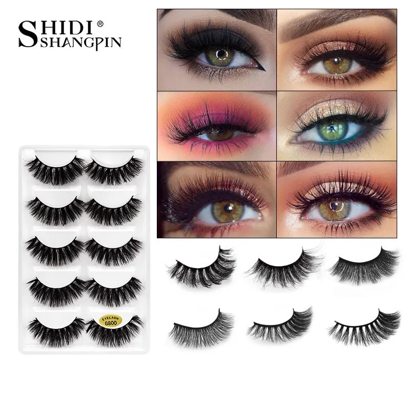 SHIDISHANGPIN 5 pairs mink eyelashes natural 3d mink lashes beauty essentials 3d false lashes false eyelashes full strip lashes