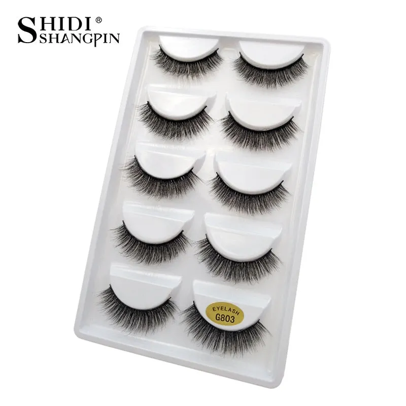 SHIDISHANGPIN 5 pairs mink eyelashes natural 3d mink lashes beauty essentials 3d false lashes false eyelashes full strip lashes