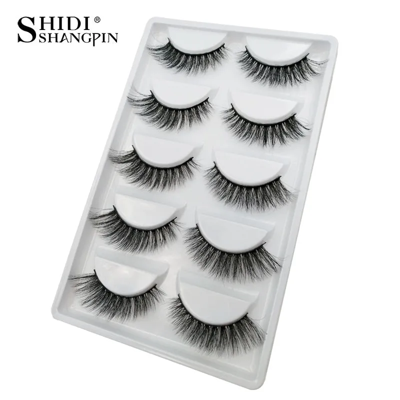 SHIDISHANGPIN 5 pairs mink eyelashes natural 3d mink lashes beauty essentials 3d false lashes false eyelashes full strip lashes