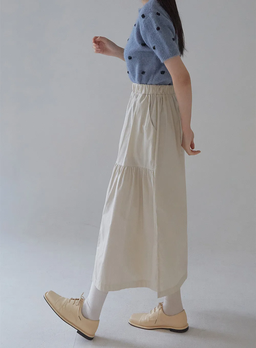 Shirring Long Band Skirt