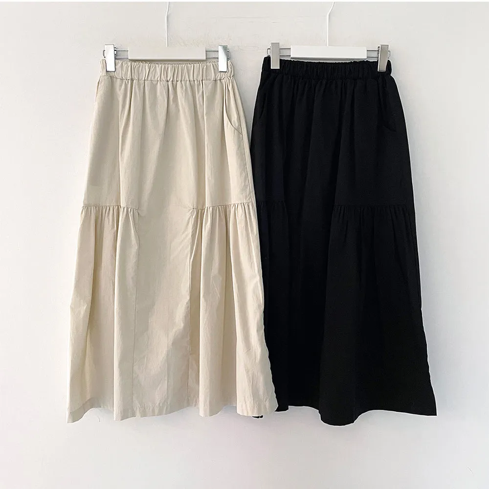 Shirring Long Band Skirt