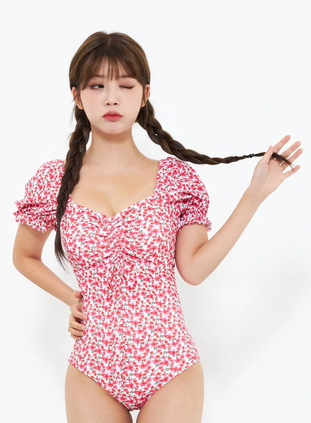 Short Sleeve Flower Swimsuit IU301