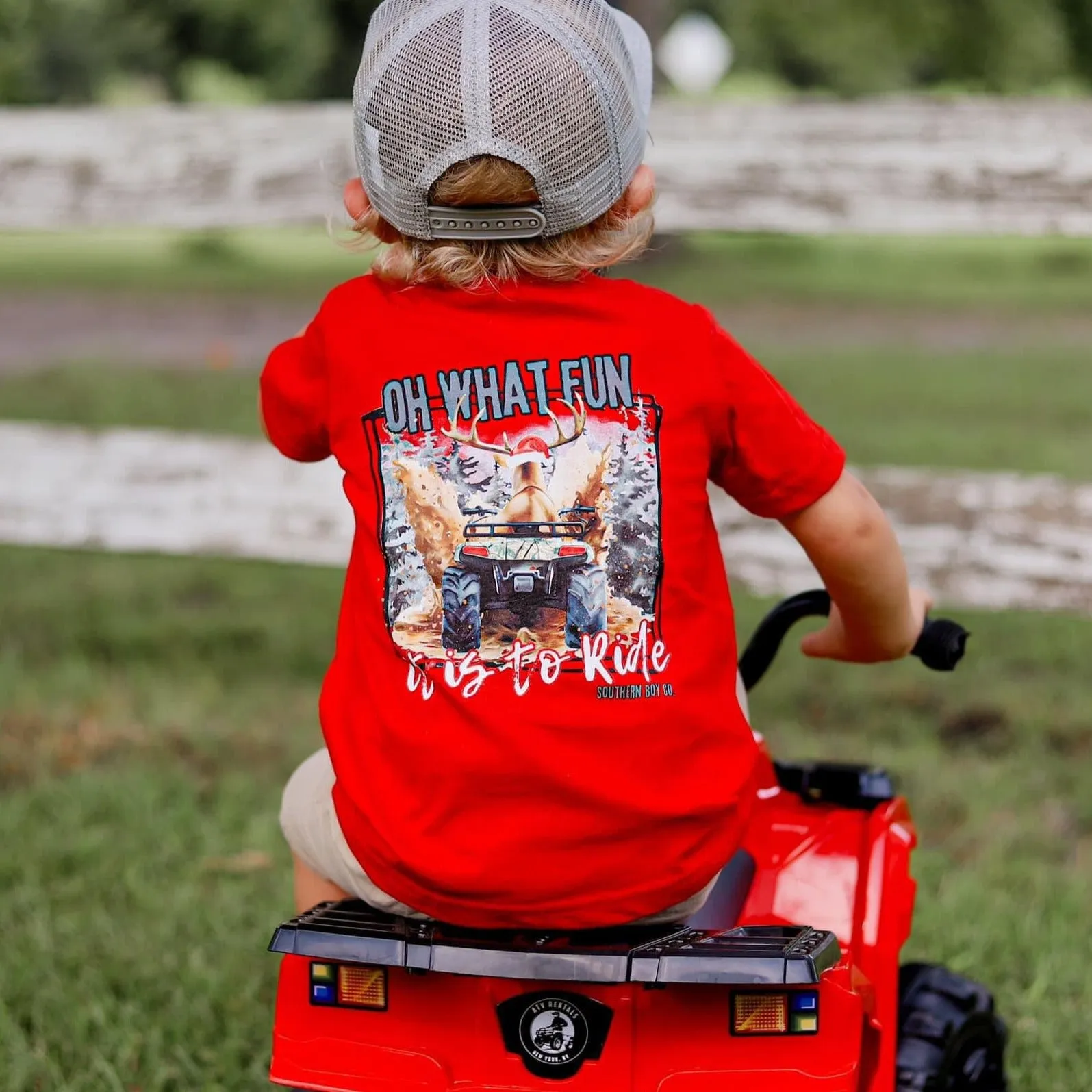 (SHORT SLEEVE) Reindeer Four Wheeler Short Sleeve Kids Tee