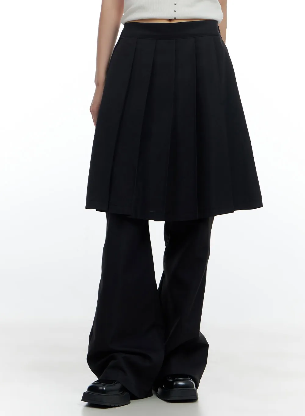 Solid Pleated Midi Skirt Bottoms CS420