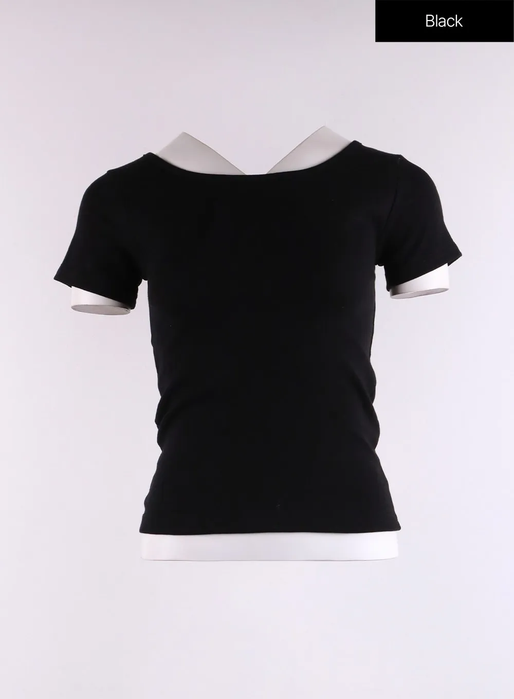 Solid Round Neck Short Sleeve Tee CF401