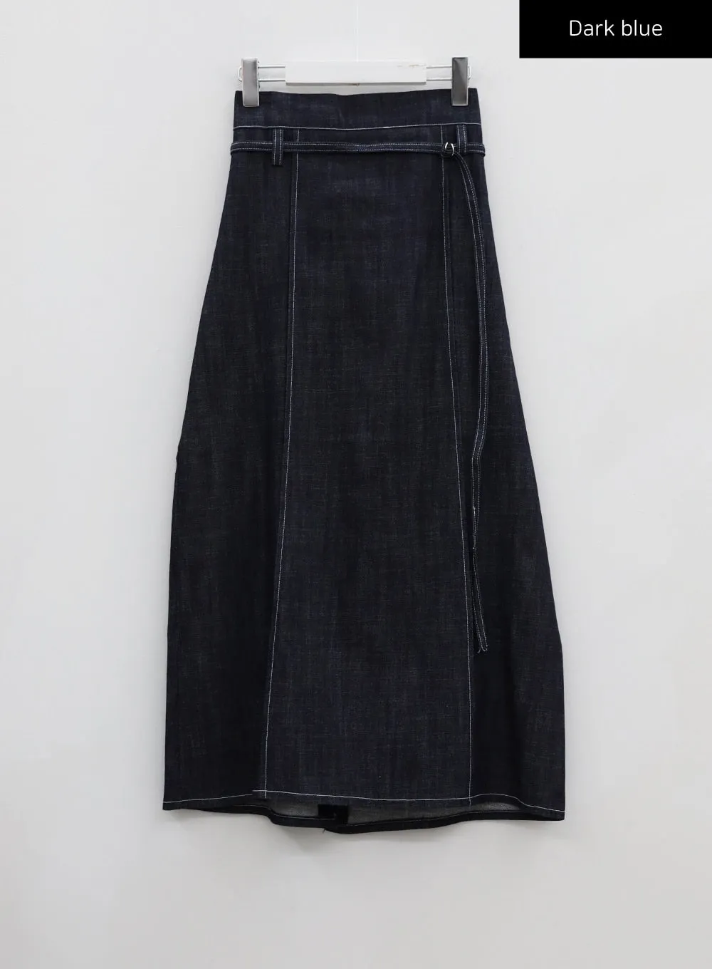 Stich Denim Long Skirt With Belt Set CG01