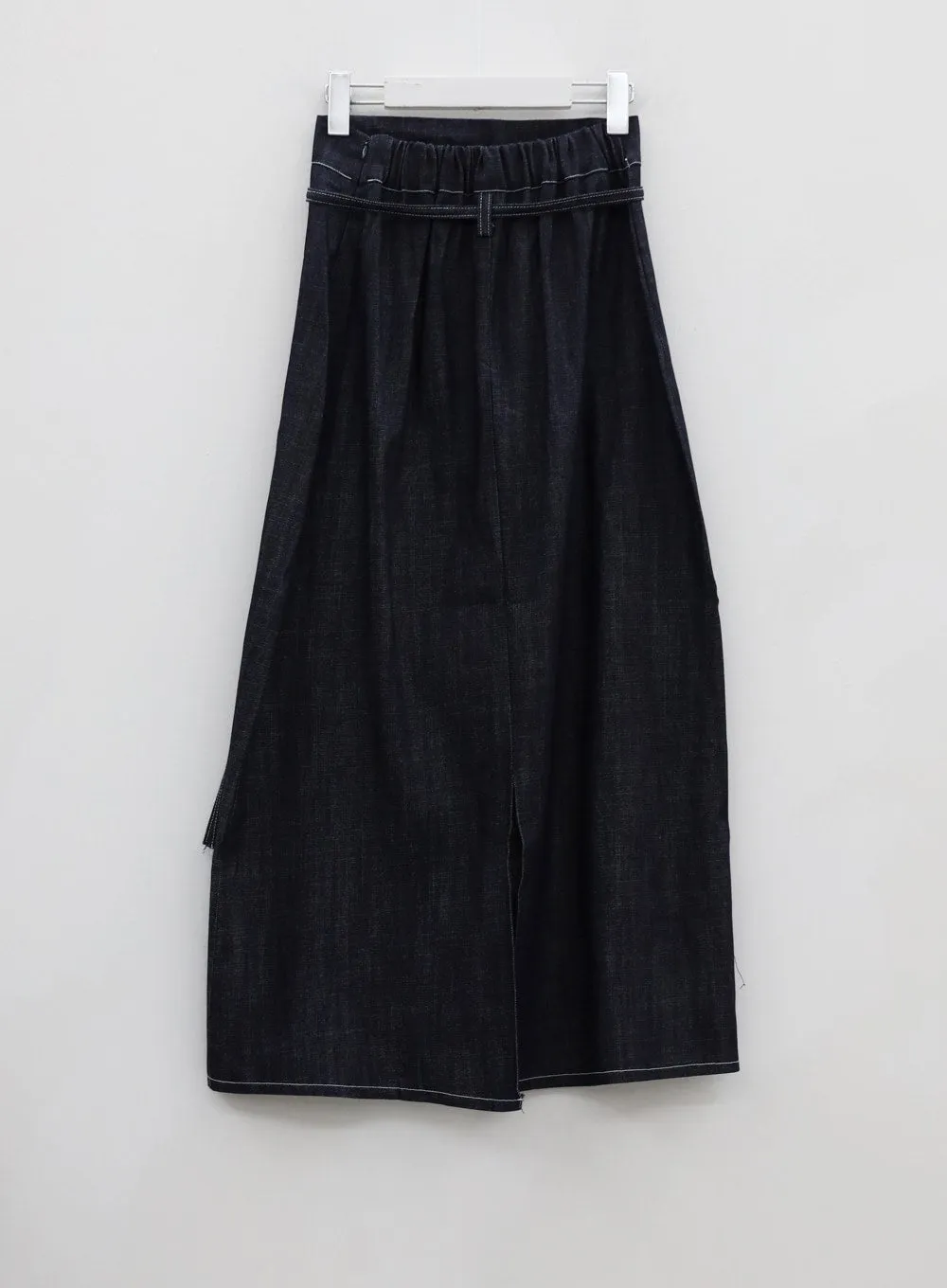 Stich Denim Long Skirt With Belt Set CG01