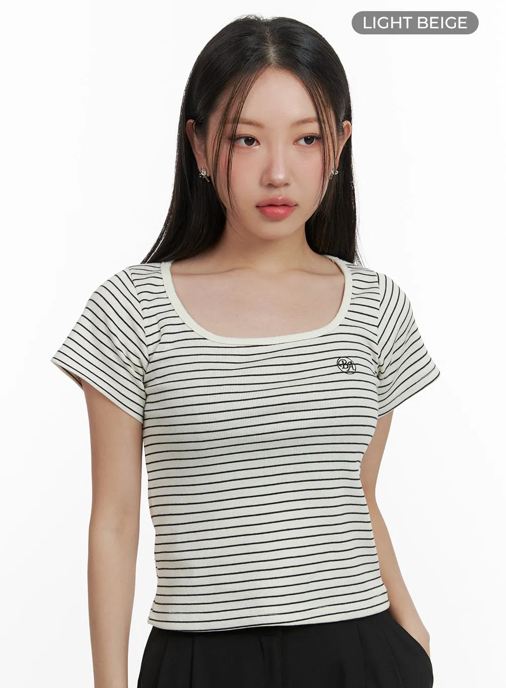 Stripe U-Neck Top OA415