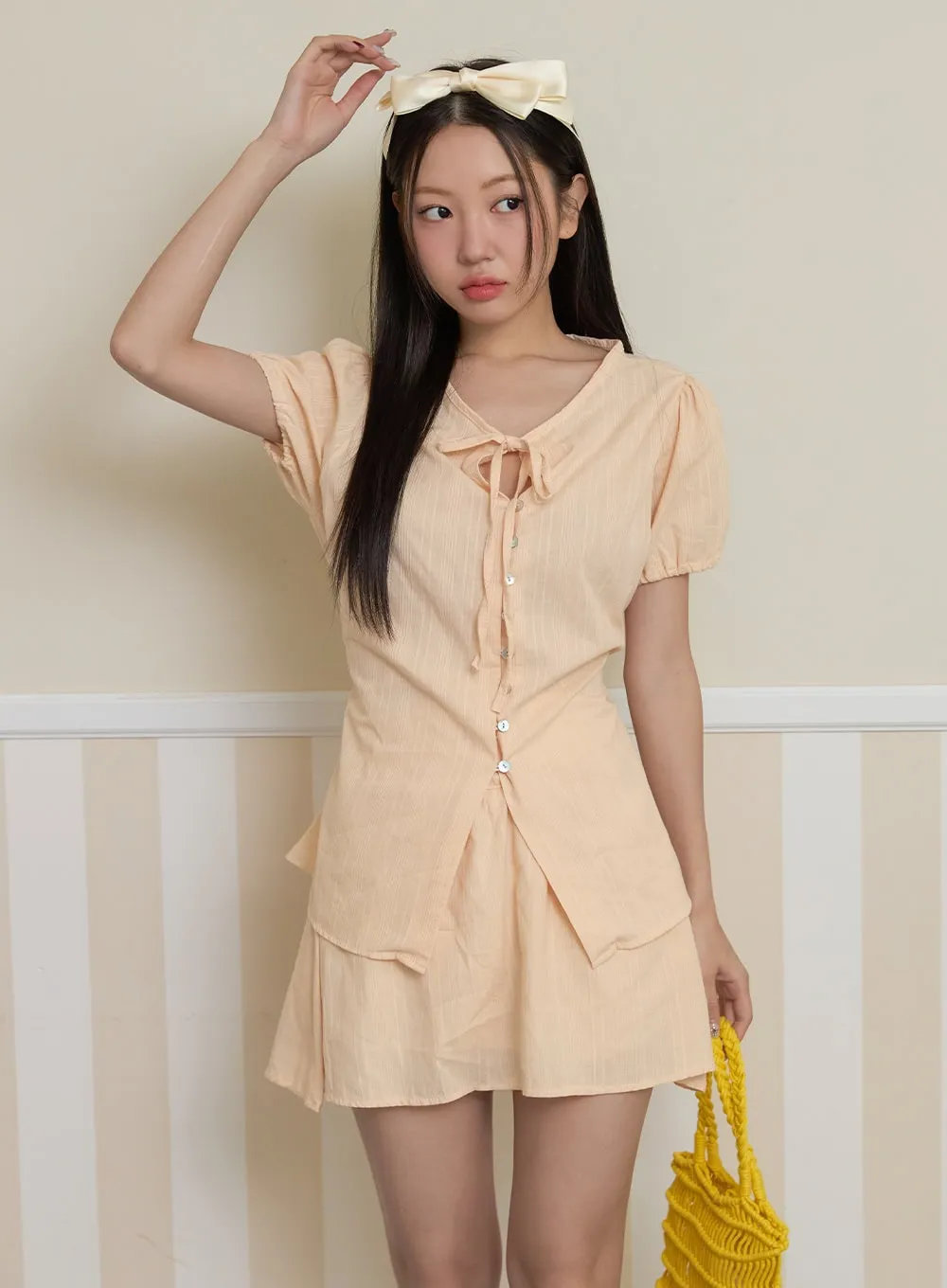 Summer Puff Sleeve Midi Blouse OY424