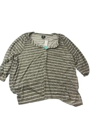 Top Long Sleeve Basic By Bobeau In Green & White, Size: 3x