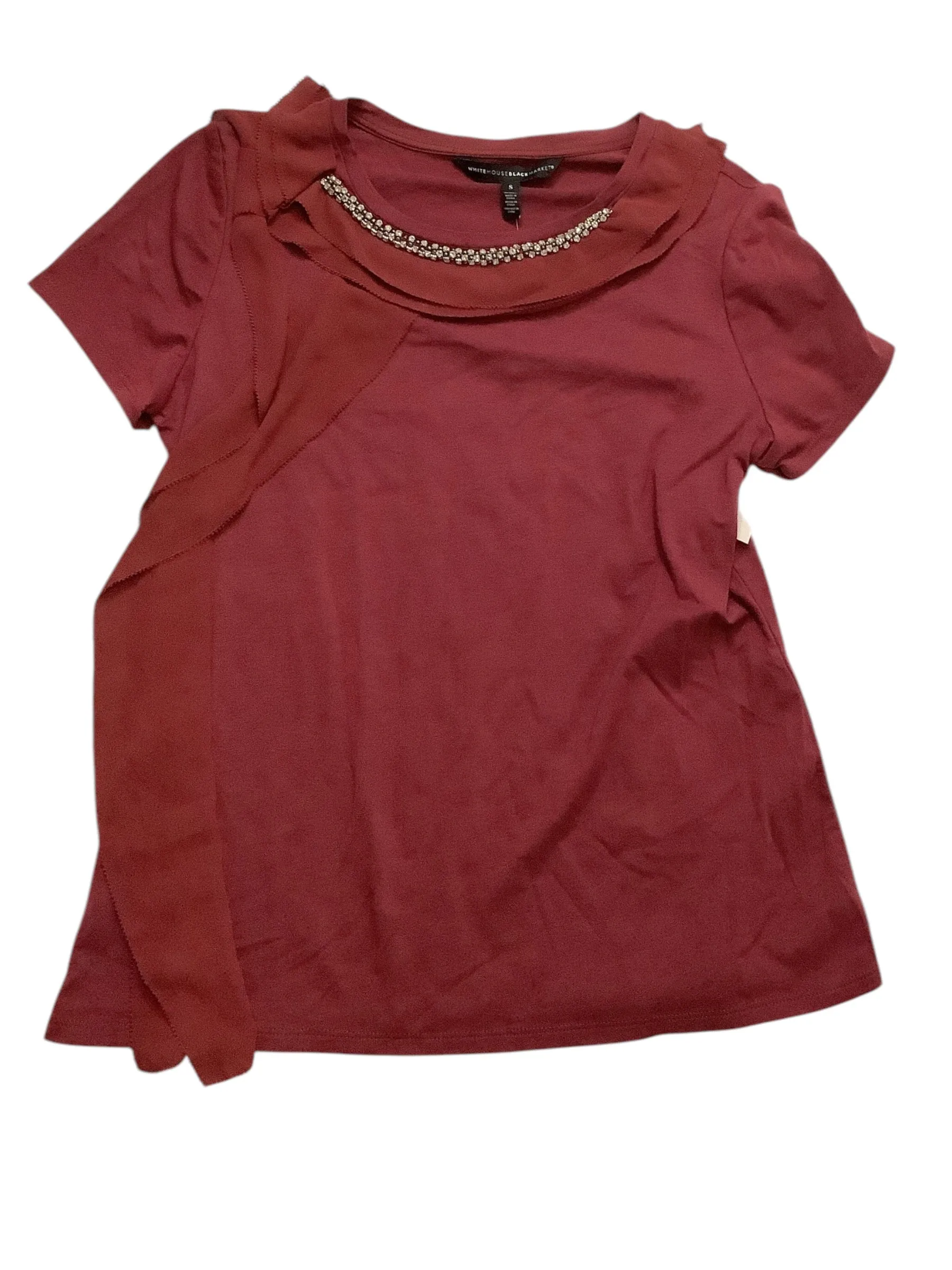 Top Short Sleeve Basic By White House Black Market In Maroon, Size: S