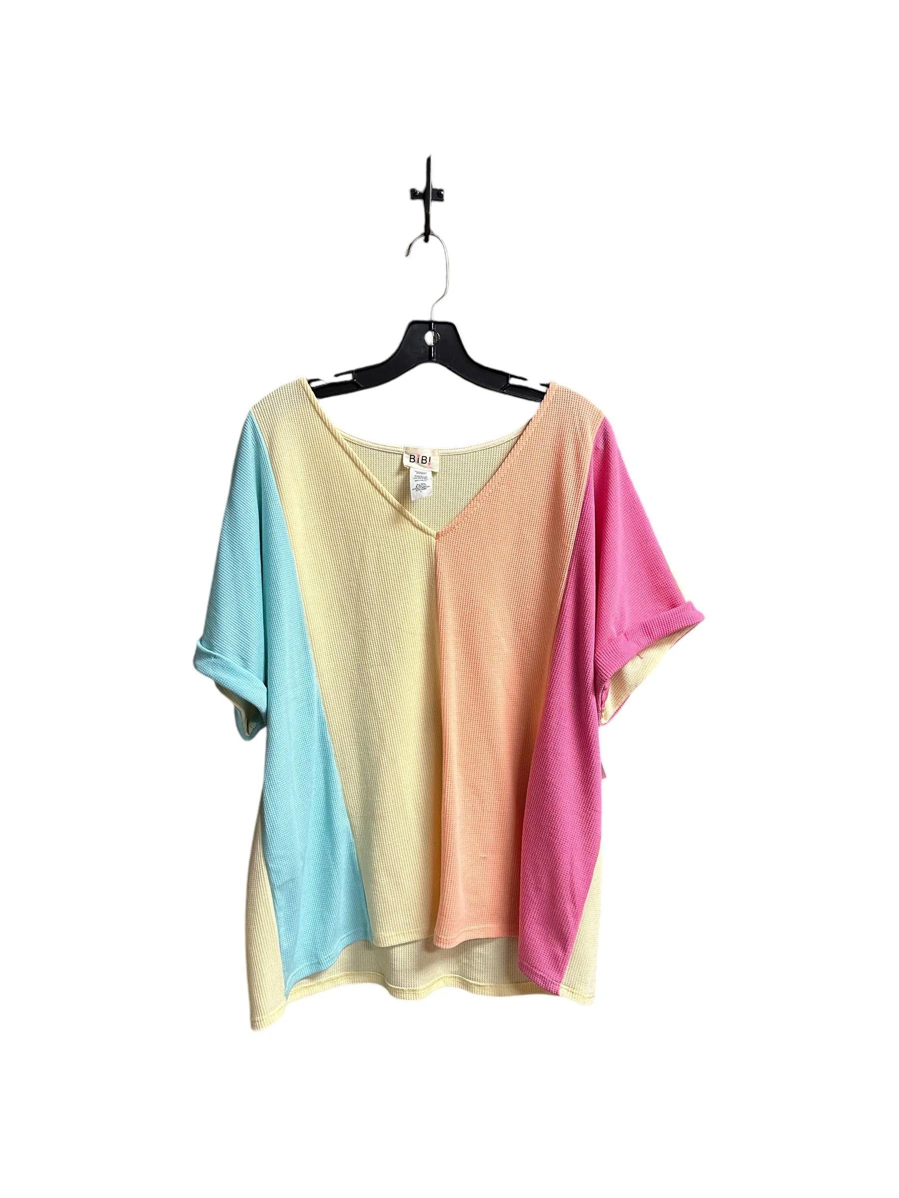 Top Short Sleeve By Bibi In Rainbow Print, Size: L