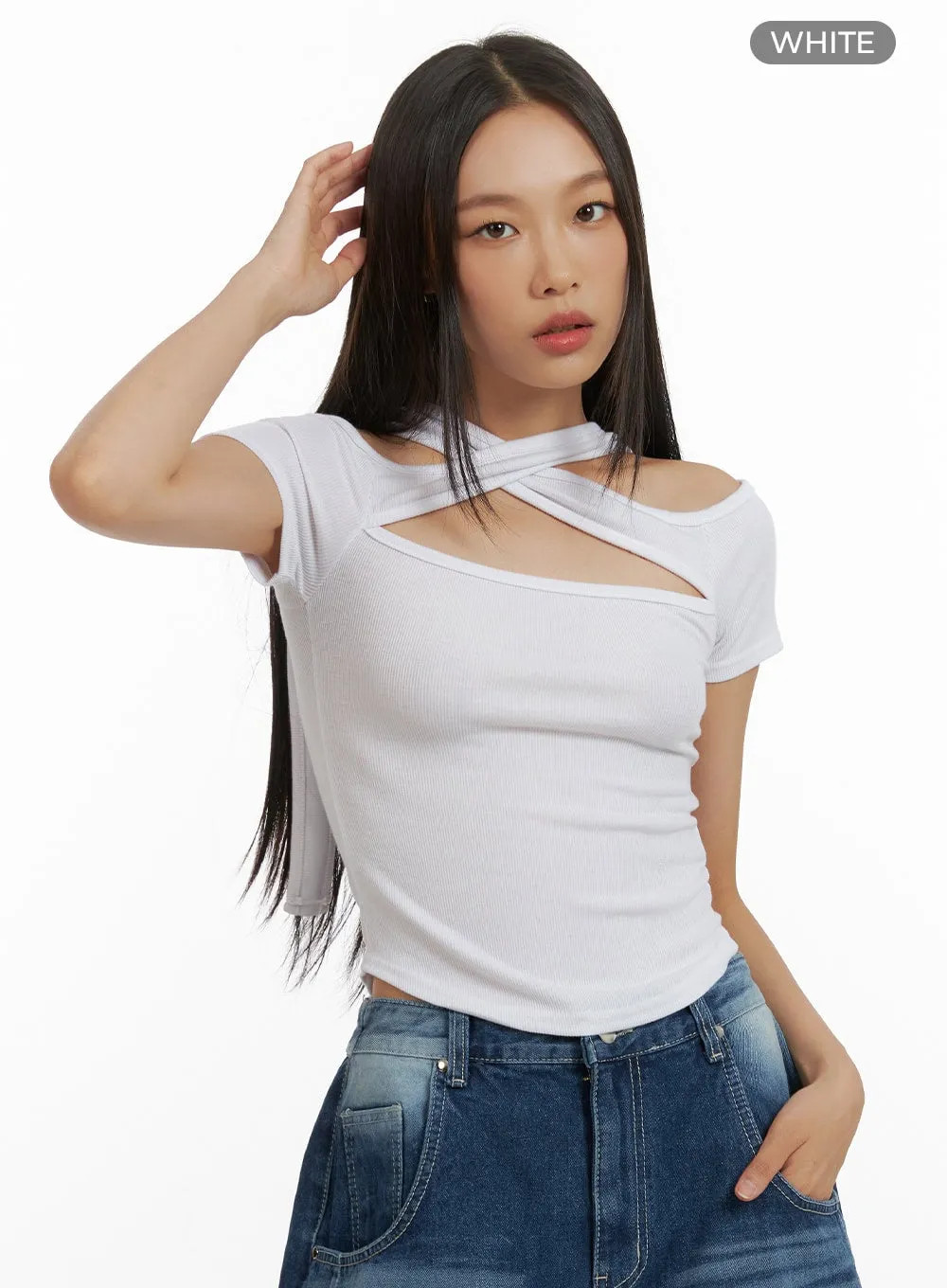 Twist Cut-Out Crop Top CU414