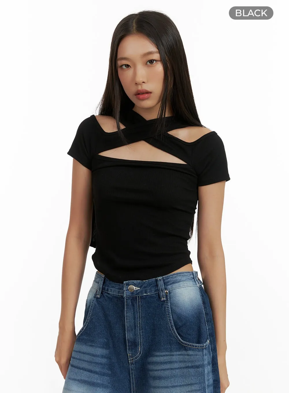 Twist Cut-Out Crop Top CU414