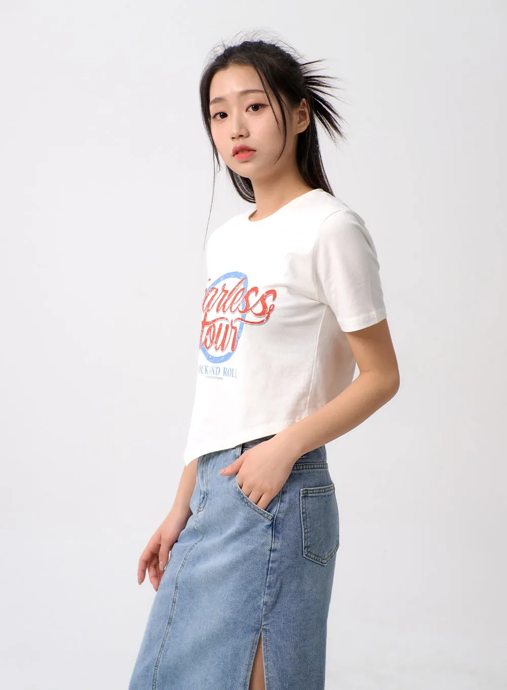 Unbalanced Cropped Tee BM308