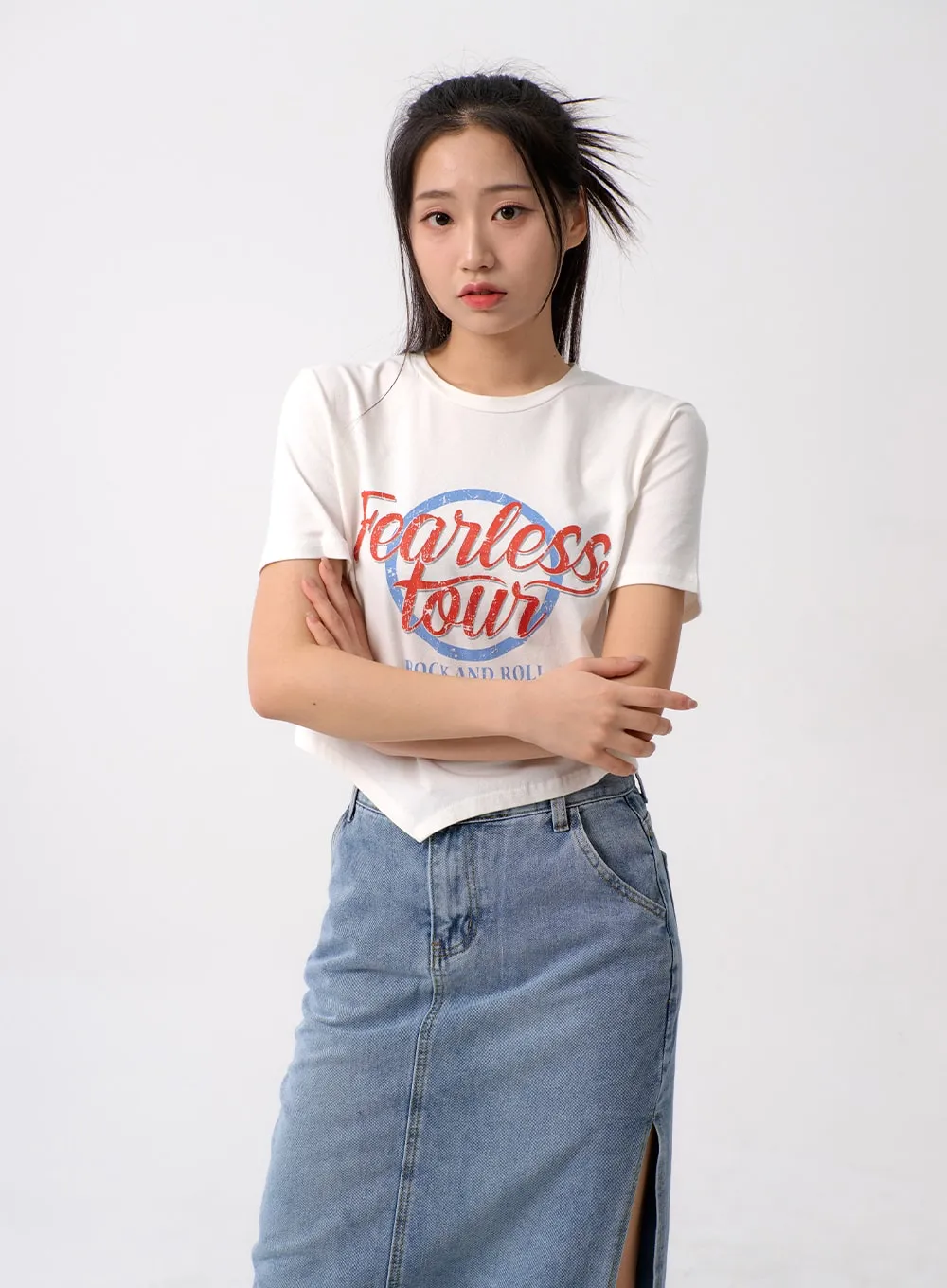 Unbalanced Cropped Tee BM308